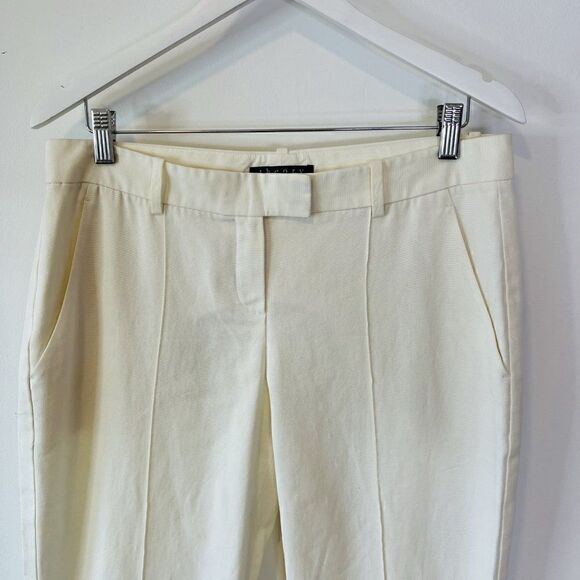 Theory Marsienna White Cotton Blend Tapered Trouser Pants - Picture 4 of 8